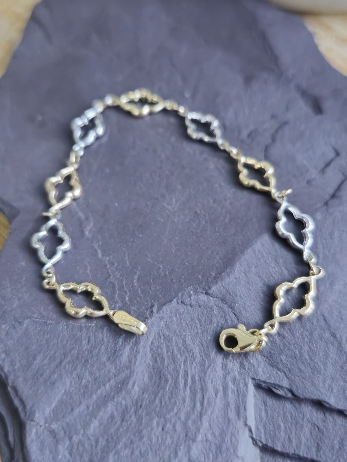 New Solid 9ct Yellow/WhiteGold Chain BRACELET 7.5inch Hallmarked 375 Lovely