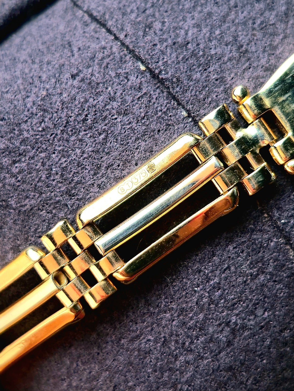 New 9ct Yellow Gold Chunky Three Row Modern Gate Bracelet 7.5'' long solid