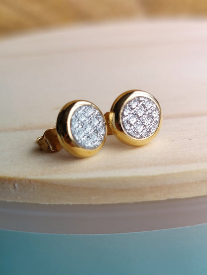 Glitter 9ct Yellow Gold Sleepers Stud Earrings Butterfly Daily Use Elegant 