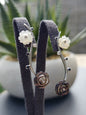 18K White GoldJewellery Set Mother od Pearl Diamond/Ruby Earrings and Pendant