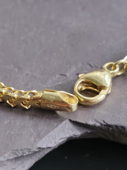 Solid 9ct Yellow Gold Franco Bracelet Cube 3D Thick Chain 9grams hallmarked