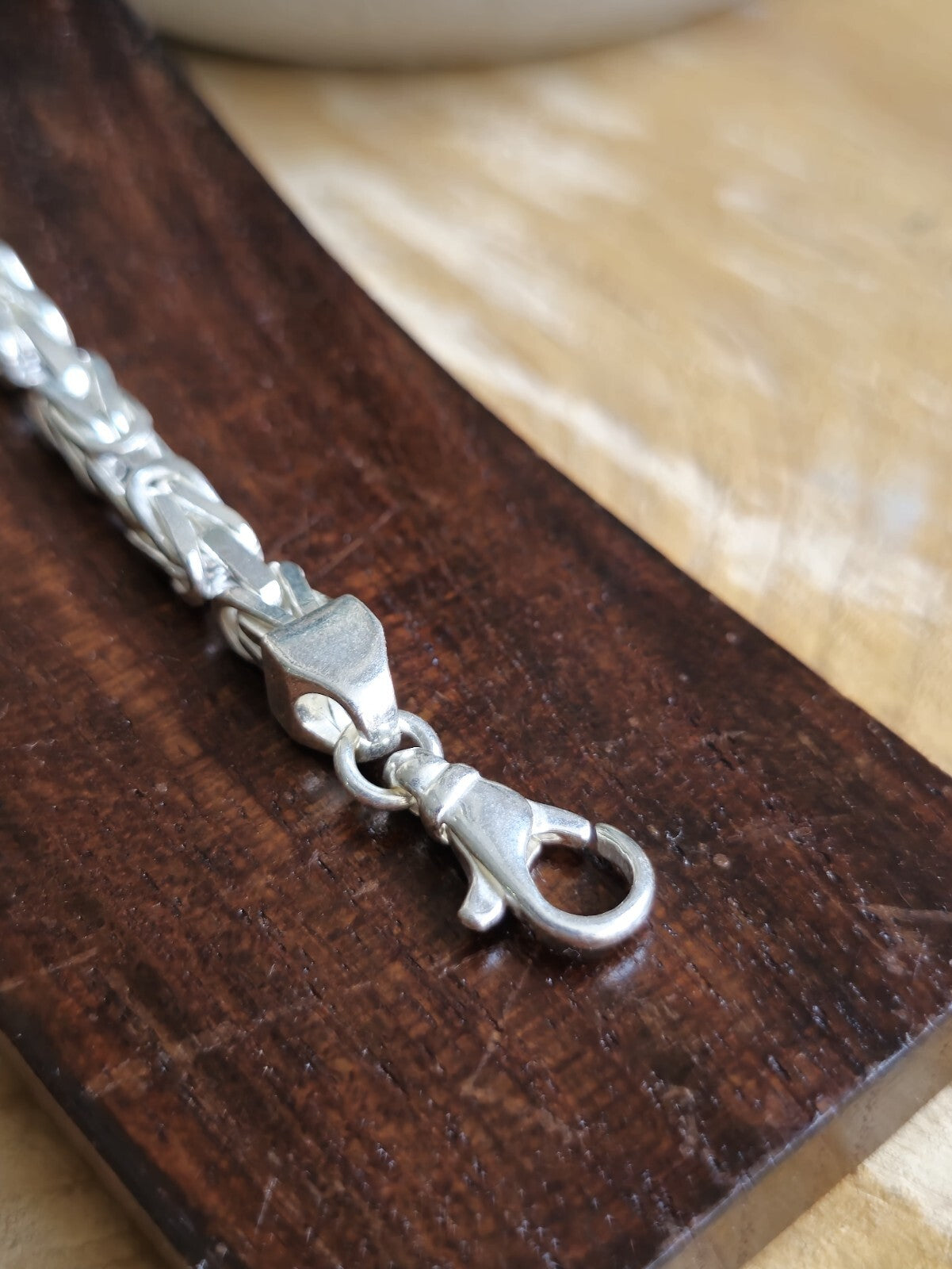 925 Sterling Silver Chunky Byzantine Chain Bracelet 4.5mm 24grams 8inch