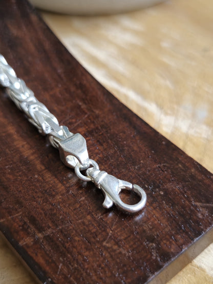 925 Sterling Silver Chunky Byzantine Chain Bracelet 4.5mm 24grams 8inch