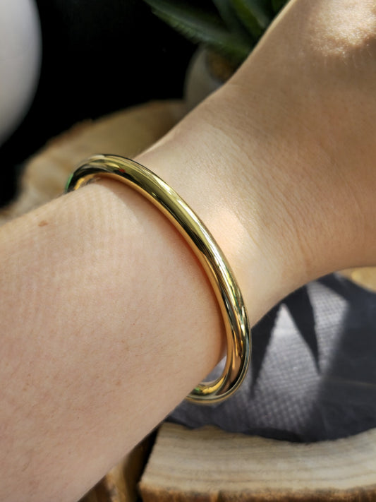 New 9ct Yellow Gold Chunky Round Thick Bangle Stacking BRACELET Lovely 5mm