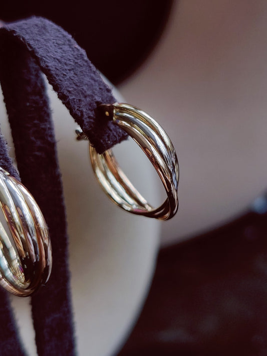 9ct Solid Multicolour Gold Hoop Earrings Gold. Hoops 17mm Small Gold Hoops