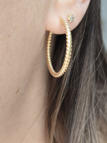 NEW 9ct Solid Yellow Gold Hoop Earrings Creole 30mm Hoops