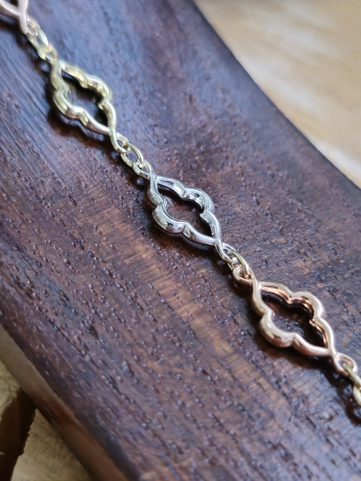 New Solid 9ct Yellow/White/Rose Gold Chain BRACELET 7.5inch Hallmarked Lovely