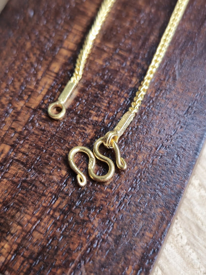 Solid 22K Yellow Gold Wheat/Foxtail Chain 15inch / 35cm Chocker 1.5mm Hook Clasp