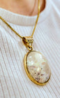 14ct Solid Yellow Gold Big Australian Opal Pendant Oval Shape Hallmarked 31mm