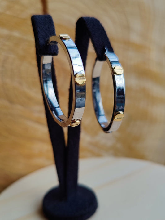 NEW Gold Screw Hoop Earrings 3.8grams 9ct White Gold 30mm Hallmarked New 