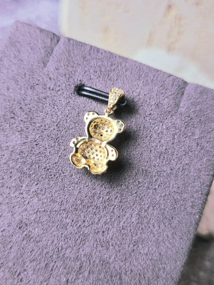 New Solid 9ct Yellow Gold Pendant Teddy Bear Cubic Zirconia Kids Gift Baby Cute