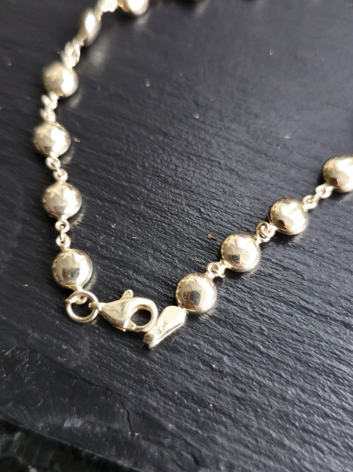 New Solid 9ct Yellow Circles Flat Beads Gold Chain BRACELET 7.5inch Hallmarked