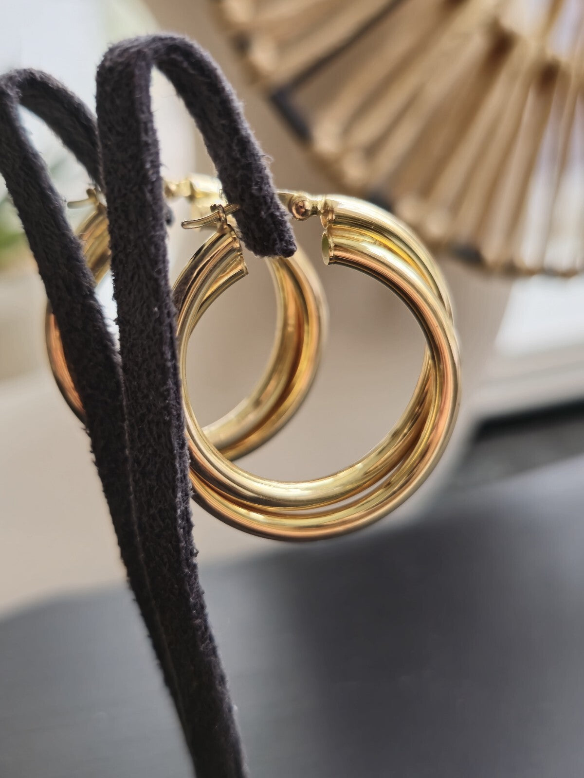 9ct Solid Yellow Gold Twisted Hoop Earrings Creole Double Twist Hoops 30mm 5.3g