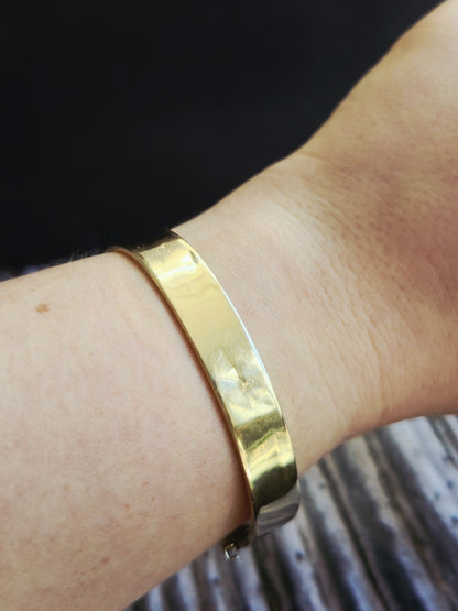 9ct Yellow Gold Chunky Flat Square Plain Bangle Stacking BRACELET 10mm Wide