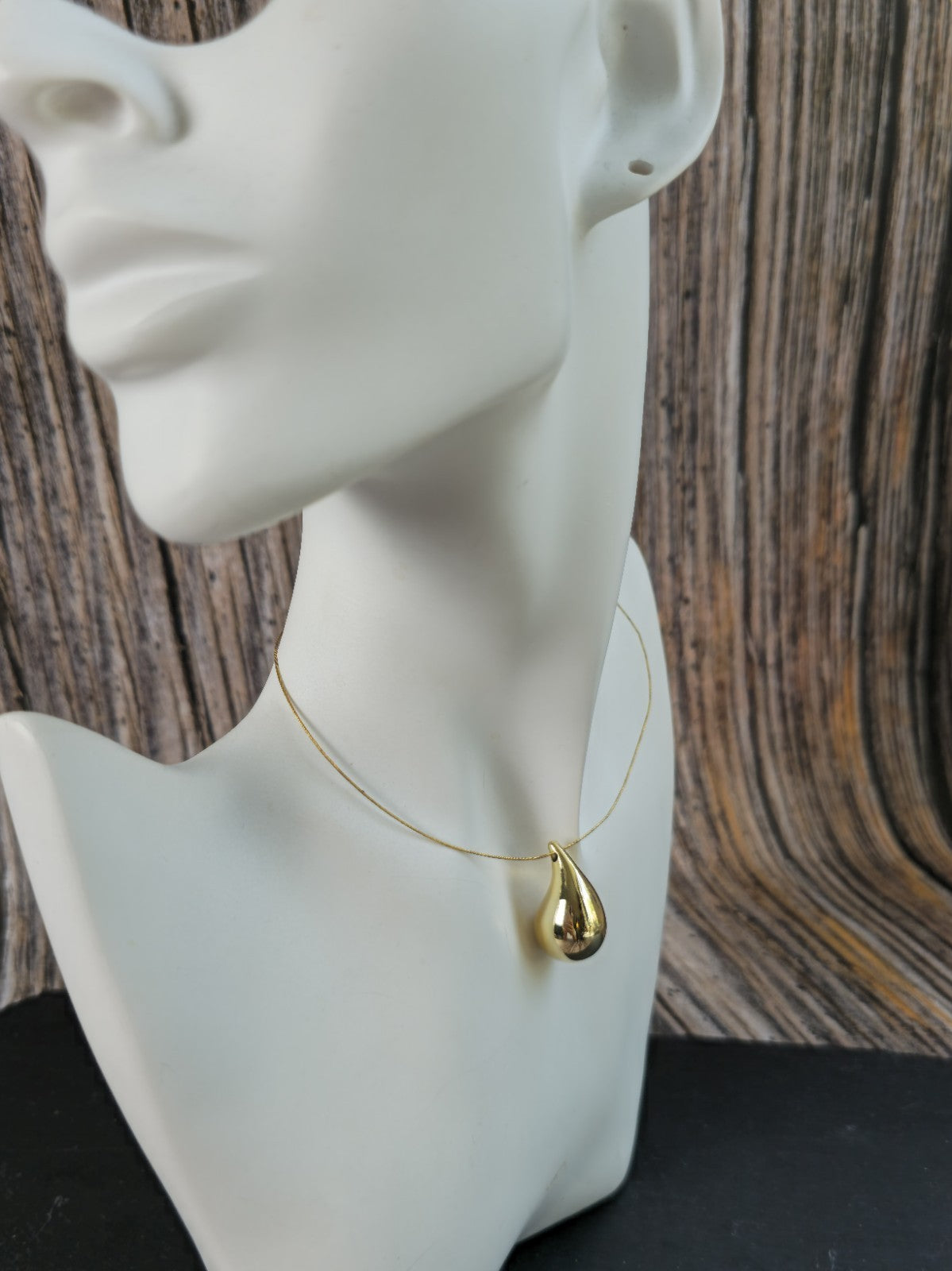 New 9k Yellow Gold Pendant Bottega Fashion Popped Teardrop with Hole Pear Shape