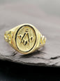 New Solid 9ct Yellow Gold Masonic Ring Masonic Signet size U Oval Shape 15mm