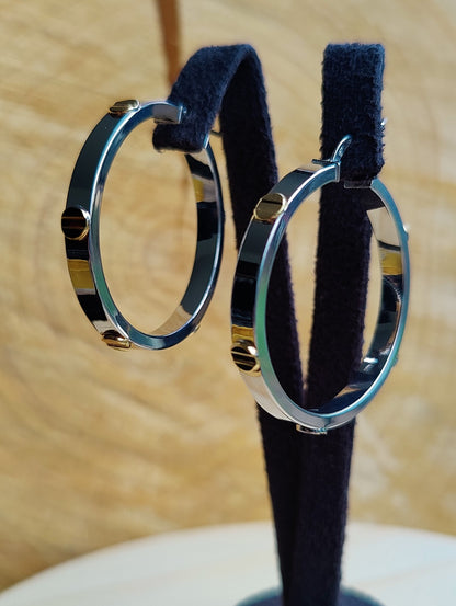 NEW Gold Screw Hoop Earrings 3.8grams 9ct White Gold 30mm Hallmarked New 