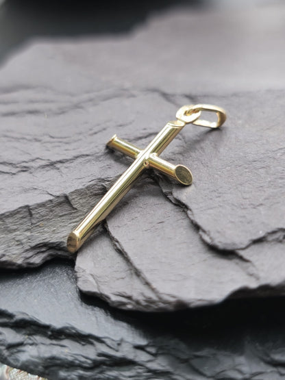 New Solid 9ct Yellow Gold Plain Cross Simple Pendant 30mm x 55mm Hallmarked