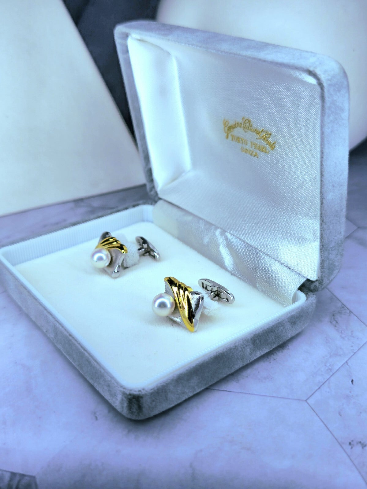 Sterling Silver & Yellow Gold And Natural Pearls Cufflinks Arita Collection