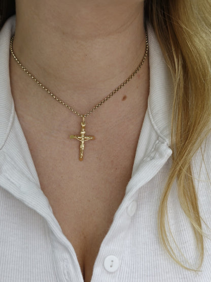New Solid 9ct Yellow Gold Cross with Jesus Pendant 35mm x 20mm Hallmarked