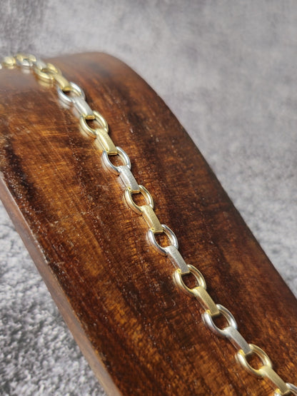 New 9ct Yellow/White Circles Link Gold Bracelet Hallmarked 7.5'' long