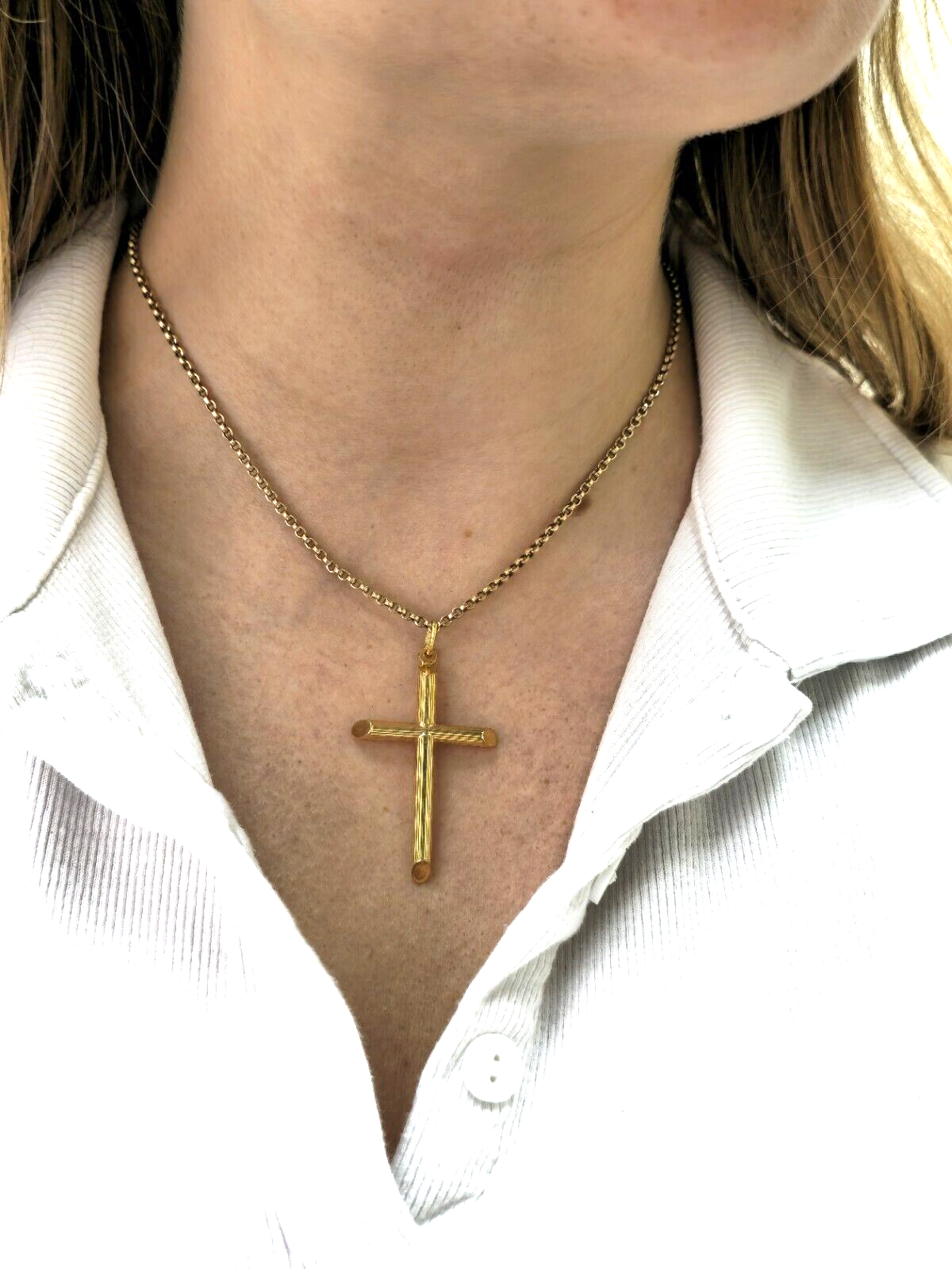 New Solid 9ct Yellow Gold Plain Cross Simple Pendant 50mm x 30 mm Hallmarked