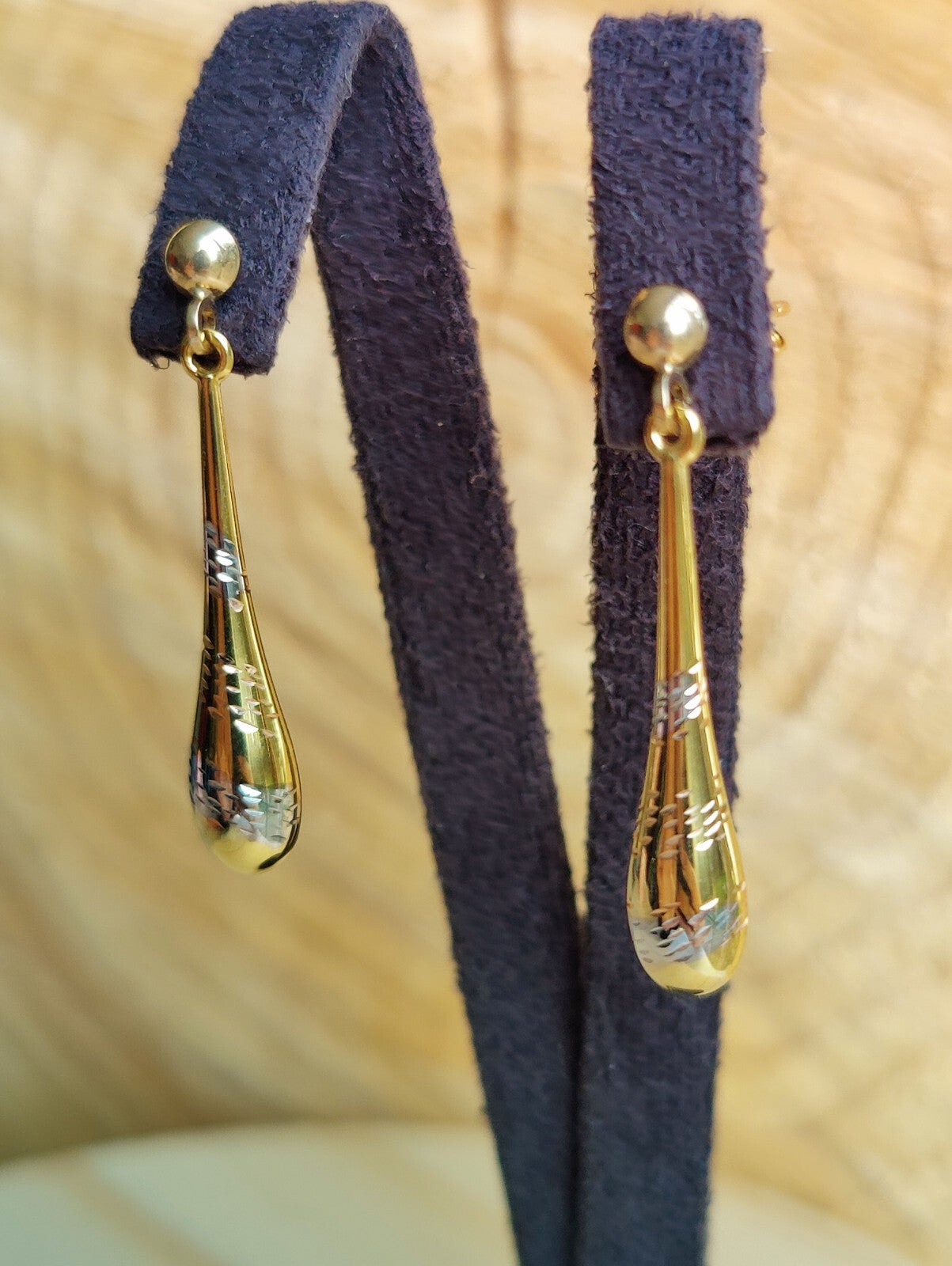 NEW 9ct Yellow/White Gold Solid Drop Dangling Earrings Studs Hallmarked