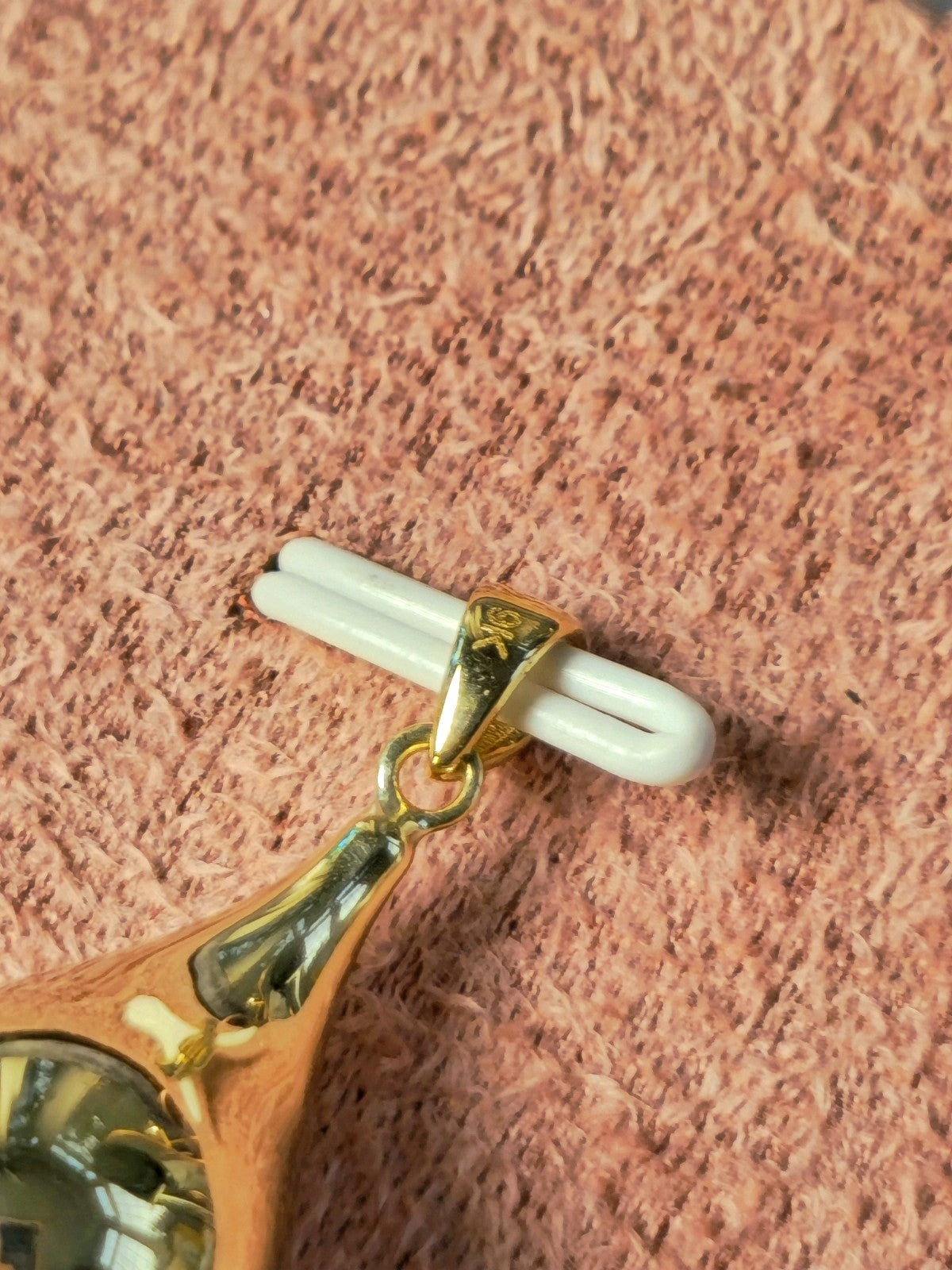 Solid 9k Yellow Gold Set of Pendant and Earrings Bottega Fashion Popped Drop