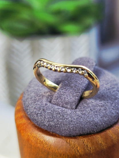 Solid 18ct Yellow Gold Wedding Band Half Eternity Ring size 'L' DIA: 0.18ct