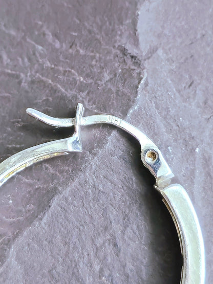 9K White Gold Hoop Diamond Earrings 0.50ct 25mm Diameter 6.20g Hallmarked Hoops