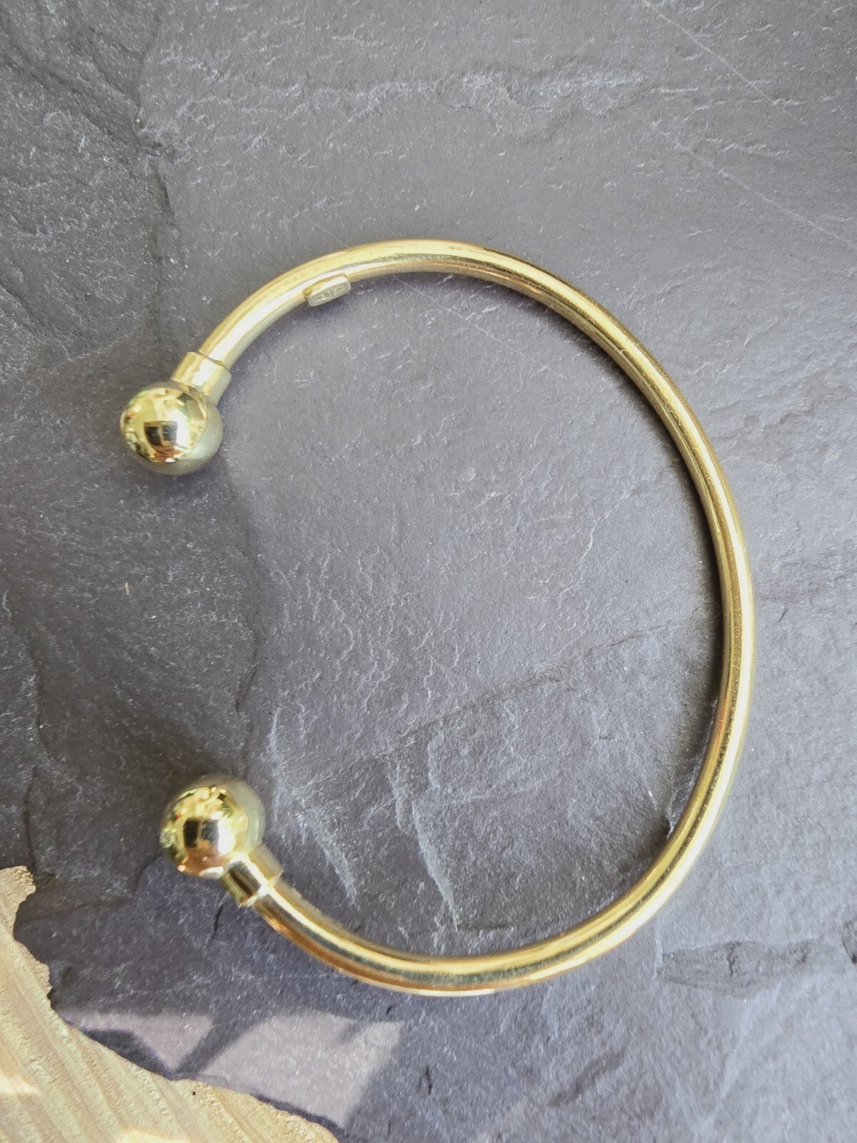 New 9k Yellow Gold TORQUE BANGLE Kids Baby TORQ BALL Open Split BRACELET Small