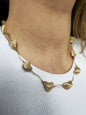 9K Yellow Gold Bars And Natural Baroque Pearls 18inch Necklace 16.5grams