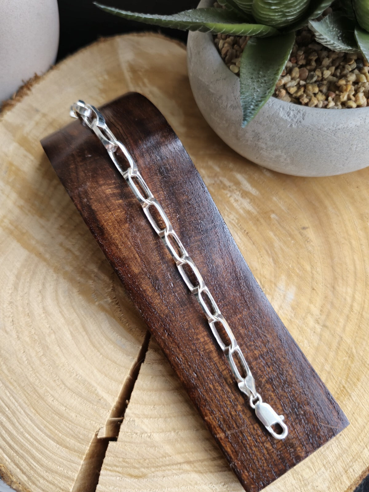 925 Sterling Silver Chunky Paper Clip Chain Bracelet 7mm 18g 8inch