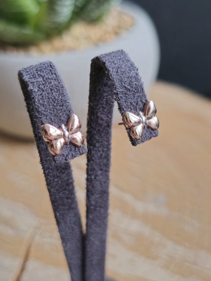Lovely New 9ct Rose Gold Butterfly Stud Earrings Holiday Summer Kids Cute Gift