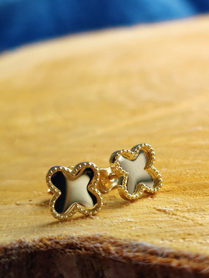 New 9ct Yellow Gold Sleepers Flower Stud Clover Earrings Butterfly Elegant 
