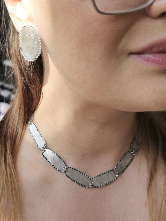 18ct White Gold Jewellery Set of Necklace and Earrings Heavy and Solid Handmade