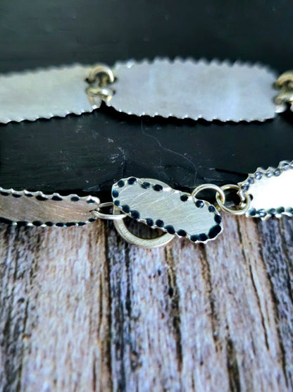 18ct White Gold Boohoo Bracelet Heavy and Solid Handmade Enamel Decor 10.5grams
