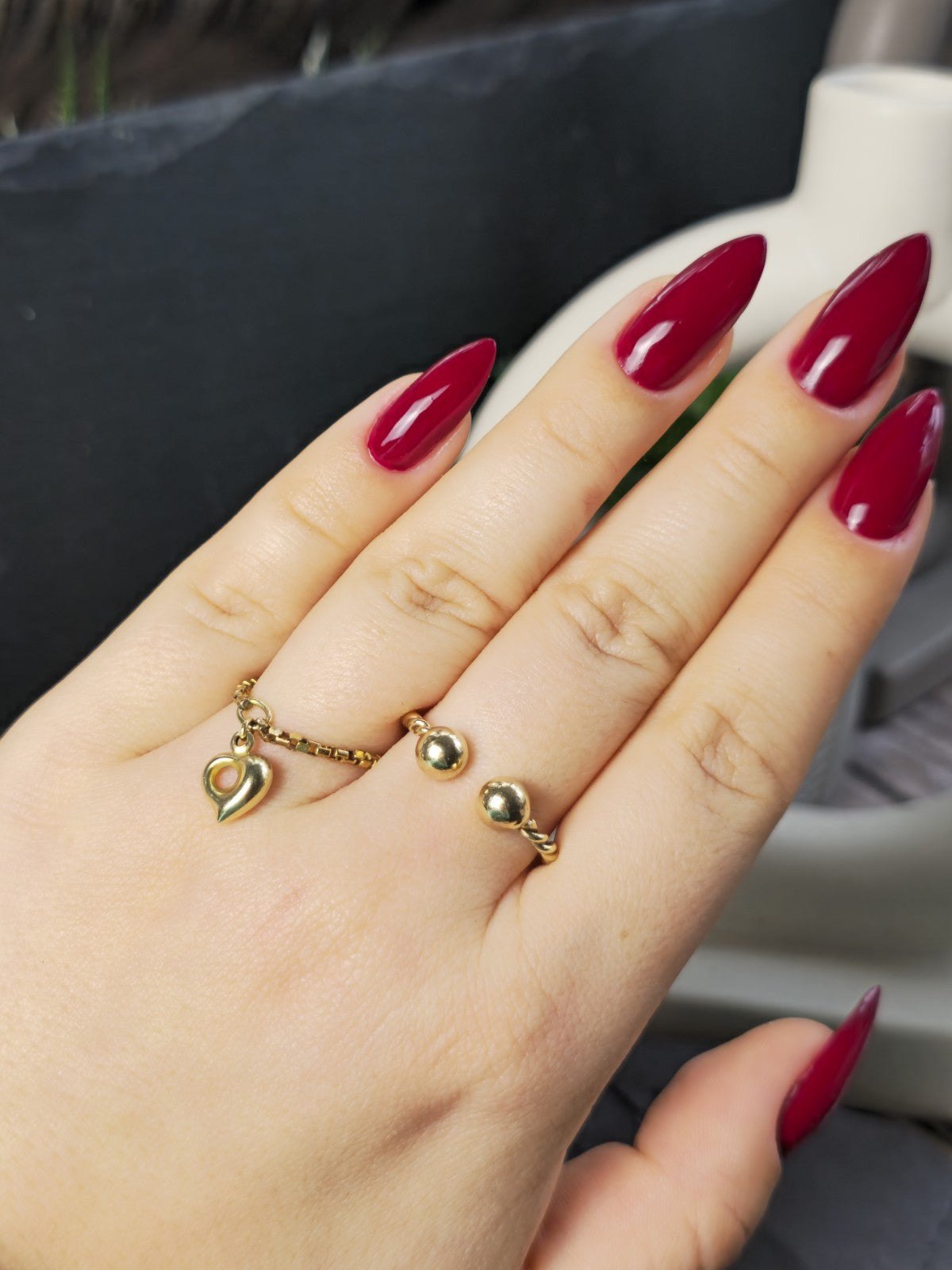 9ct Yellow Gold Split Ball Ends Ring Twisted Shank Size N-Q Adjustable Size 375